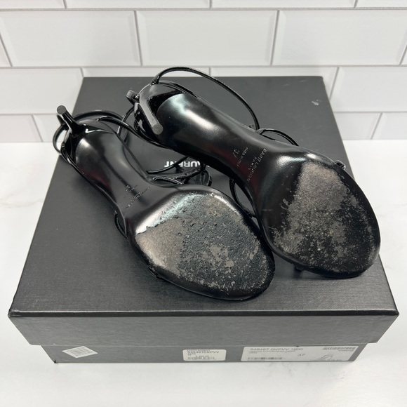 YSL Yves Saint Laurent Black Leather Cassandra Logo Sandals Sandal High Heels - Picture 4 of 9